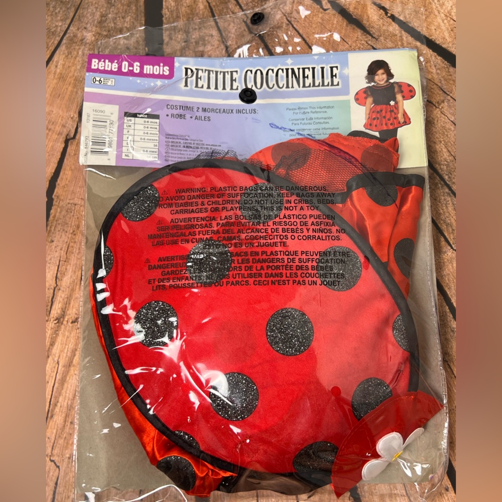 Petite Coccinelle Baby Ladybug Costume Dress and Wings - Picture 3 of 6